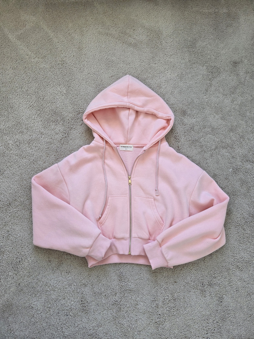 Kimberly C Pink Cropped Hoodie Size Small